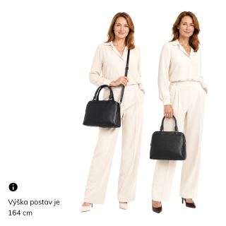 Elegantná kabelka do ruky aj cez rameno Le Sands materiál syntetická koža zapínanie na zips farba čierna veľkosť stredná 7729 C Na postave