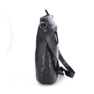 Kožená crossbody kabelka s prešívaním Noelia Bolger materiál kože zapínanie na zips farba čierna veľkosť stredná NB 2002 C Z boku