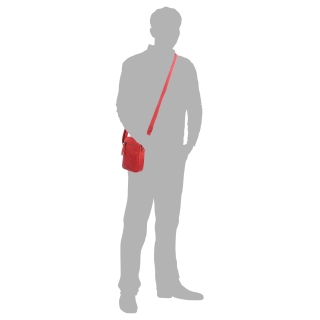 Malá kožená crossbody Poyem materiál kože zapínanie na zips farba červená veľkosť malá 2220 Poyem CV Na postave