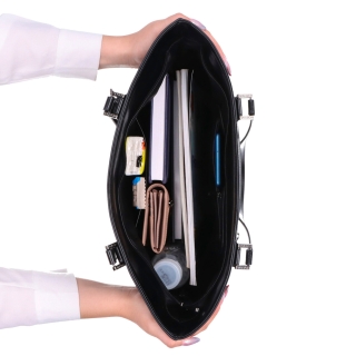 Kožená shopper kabelka Noelia Bolger materiál kože farba čierna veľkosť veľká NB 0076 C Vnútro