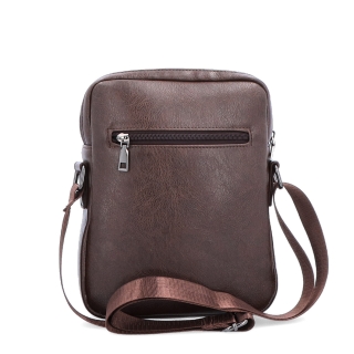 Crossbody taška cez rameno Tangerin materiál syntetická koža zapínanie na zips farba hnedá veľkosť stredná 2324 H Zozadu