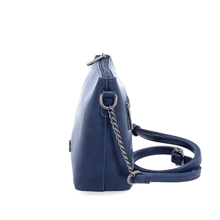 Spoločenská crossbody kabelka s retiazkou Le Sands materiál syntetická koža zapínanie na zips farba modrá veľkosť malá 7708 TM Z boku