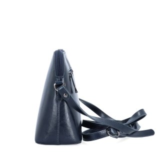 Minimalistická kožená crossbody kabelka na každý deň Noelia Bolger materiál kože zapínanie na zips farba modrá veľkosť malá NB 0116 TM Z boku