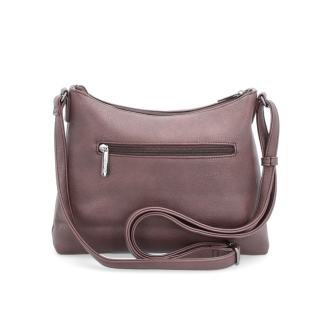 Elagantná crossbody kabelka Tangerin materiál syntetická koža zapínanie na zips farba hnedá veľkosť malá 8029 TH Zozadu