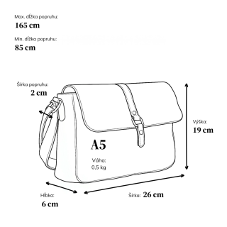 Kožená crossbody kabelka s chlopňou Noelia Bolger materiál kože zapínanie s chlopňou farba čierna veľkosť stredná NB 2416 C Rozmery