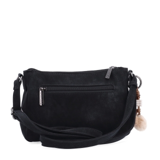 Elegantná malá crossbody kabelka Carmelo materiál syntetická koža zapínanie na zips farba čierna veľkosť malá 4666 C Zozadu