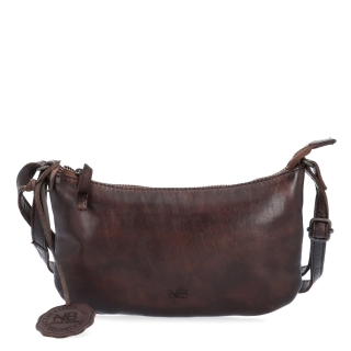 Malá elegantná kožená crossbody kabelka Noelia Bolger materiál kože zapínanie na zips farba hnedá veľkosť malá NB 2420 H Spredu