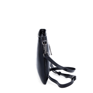 Elegantná minimalistická kožená crossbody kabelka Noelia Bolger materiál kože zapínanie na zips farba čierna veľkosť malá NB 0105 C Z boku