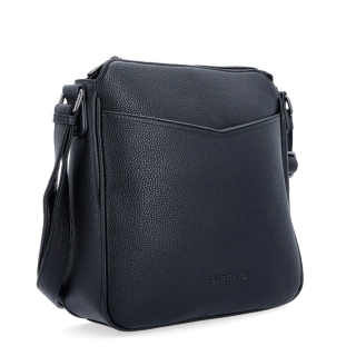 Stredná crossbody kabelka s predným vreckom na cvoček Carmelo materiál syntetická koža zapínanie na zips farba čierna veľkosť stredná 4331 C