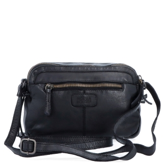 Minimalistická kožená crossbody kabelka Noelia Bolger materiál kože zapínanie na zips farba čierna veľkosť malá NB 2407 C Zozadu