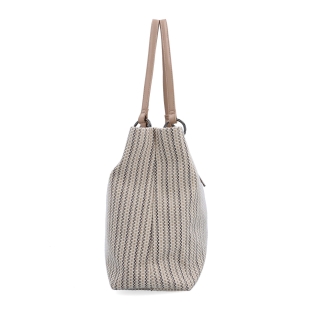 Priestranná shopper kabelka s textúrovaným povrchom Le Sands materiál syntetická koža zapínanie na zips farba béžová veľkosť veľká 4614 BE Z boku