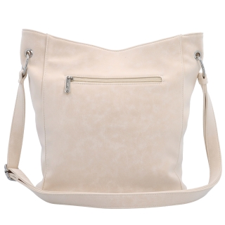 Mestská crossbody kabelka s hebkým povrchom a deleným vnútrom Tangerin materiál syntetická koža zapínanie na zips farba béžová veľkosť stredná 7015 BE Zozadu