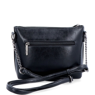 Spoločenská crossbody kabelka s retiazkou Le Sands materiál syntetická koža zapínanie na zips farba čierna veľkosť malá 7708 C Zozadu