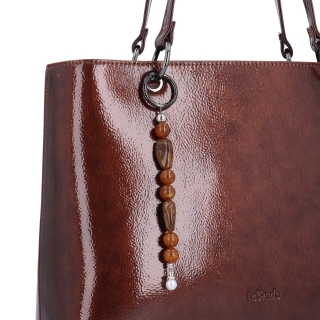 Štýlová shopper kabelka cez rameno Le Sands materiál syntetická koža zapínanie na zips farba hnedá veľkosť veľká 4641 H Detail