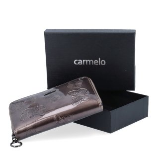 Peračník z lakovanej kože Carmelo materiál kože zapínanie na zips farba taupe veľkosť stredná 2124 M T Krabička