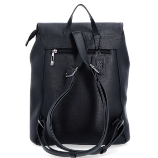 Minimalistický kožený mestský batoh s chlopňou Noelia Bolger materiál kože zapínanie na zips farba čierna veľkosť stredná NB 3007 C Zozadu