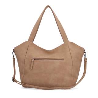 Veľká kabelka na rameno s crossbody popruhom Tangerin materiál syntetická koža zapínanie na zips farba béžová veľkosť veľká 1120 MO Zozadu