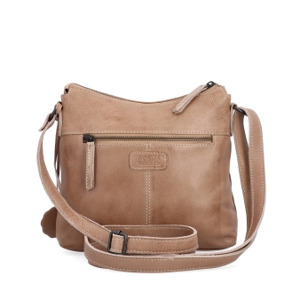 Kožená crossbody kabelka s moderným dizajnom Noelia Bolger materiál kože zapínanie na zips farba béžová veľkosť malá NB 2400 BE Zozadu