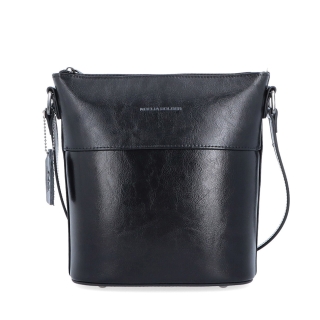 Luxusná kožená crossbody kabelka Noelia Bolger materiál kože zapínanie na zips farba čierna veľkosť malá NB 0077 C Spredu