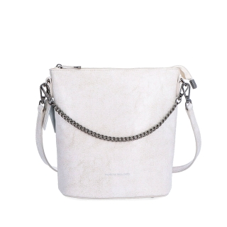 Elegantná kožená crossbody s retiazkou Noelia Bolger materiál kože zapínanie na zips farba biela veľkosť malá NB 0048 OW Spredu