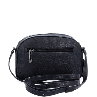 Malá kožená crossbody kabelka s vreckom na zips Noelia Bolger materiál kože zapínanie na zips farba čierna veľkosť malá NB 3013 C Zozadu