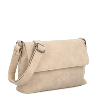 Praktická crossbody kabelka s klopou Tangerin materiál syntetická koža zapínanie na cvok farba béžová veľkosť stredná 1116 BE