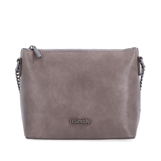Spoločenská crossbody kabelka s retiazkou Le Sands materiál syntetická koža zapínanie na zips farba taupe veľkosť malá 7708 T Spredu