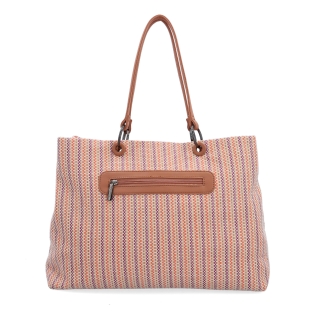 Priestranná shopper kabelka s textúrovaným povrchom Le Sands materiál syntetická koža zapínanie na zips farba oranžová veľkosť veľká 4614 O Zozadu