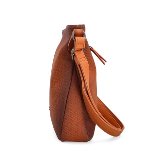 Stredná jednoduchá crossbody kabelka Indee materiál syntetická koža zapínanie na zips farba oranžová veľkosť stredná 6317 O Z boku