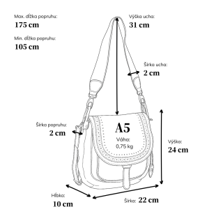 Kožená crossbody kabelka so zdobenou chlopňou Noelia Bolger materiál kože zapínanie s chlopňou farba béžová veľkosť stredná NB 2030 BE Rozmery