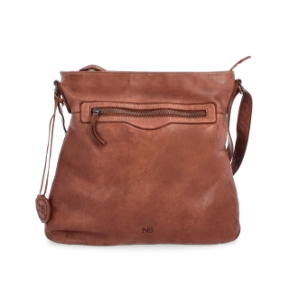 Kožená crossbody s predným vreckom na zips Noelia Bolger materiál kože zapínanie na zips farba koňaková veľkosť stredná NB 2103 KO Spredu