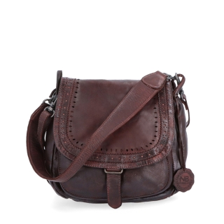 Kožená crossbody kabelka so zdobenou chlopňou Noelia Bolger materiál kože zapínanie s chlopňou farba vínová veľkosť stredná NB 2030 BO Spredu