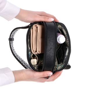 Malá crossbody kabelka s výrazným popruhom Tangerin materiál syntetická koža zapínanie na zips farba béžová veľkosť malá 8044 K Vnútro