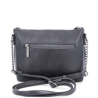 Spoločenská crossbody kabelka s retiazkou Le Sands materiál syntetická koža zapínanie na zips farba sivá veľkosť malá 7708 TS Zozadu