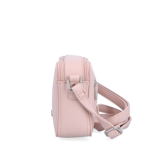 Praktická crossbody kabelka s dvoma vreckami Le Sands materiál syntetická koža zapínanie na zips farba ružová veľkosť malá 7717 R Z boku