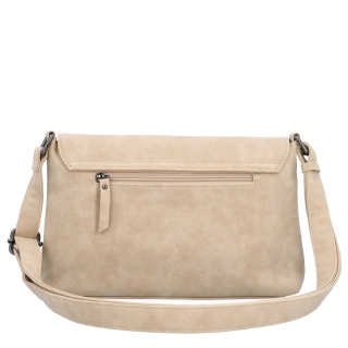 Praktická crossbody kabelka s klopou Tangerin materiál syntetická koža zapínanie na cvok farba béžová veľkosť stredná 1116 BE Zozadu