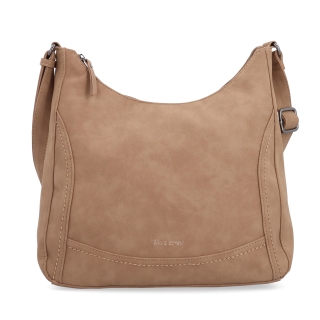 Crossbody syntetická kabelka s prešívaním Tangerin materiál syntetická koža zapínanie na zips farba béžová veľkosť stredná 1104 MO Spredu