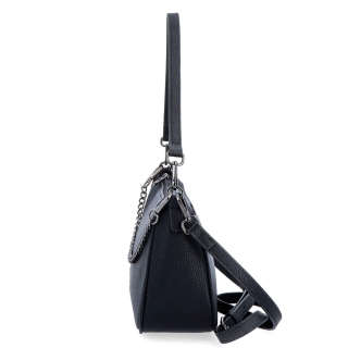 Kožená crossbody kabelka so striebornou retiazkou Noelia Bolger materiál kože zapínanie na zips farba čierna veľkosť malá NB 3015 C Z boku