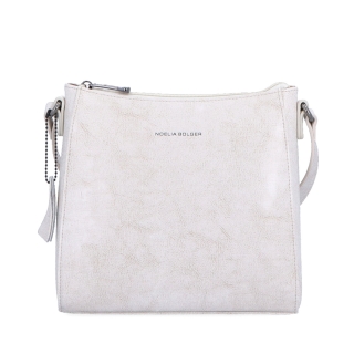 Nadčasová crossbody kabelka z pravej kože Noelia Bolger materiál kože zapínanie na zips farba biela veľkosť malá NB 0079 OW Spredu