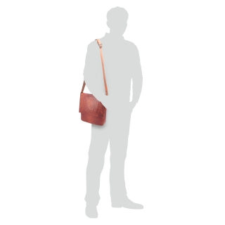 Kožená crossbody s chlopňou Poyem materiál kože zapínanie s chlopňou farba koňaková veľkosť stredná 2207 Poyem KO Na postave