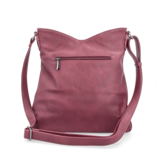 Asymetrická crossbody kabelka s prešívaním Tangerin materiál syntetická koža zapínanie na zips farba vínová veľkosť stredná 8023 BO Zozadu