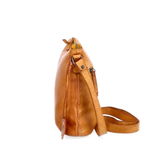Kožená crossbody kabelka s moderným dizajnom Noelia Bolger materiál kože zapínanie na zips farba žltá veľkosť malá NB 2400 ZLU Z boku
