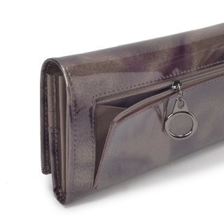 Elegantná dlhá peňaženka Carmelo materiál kože zapínanie na cvok farba taupe veľkosť veľká 2109 P T Polobok zozadu
