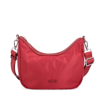 Malá kabelka so zaobleným tvarom Carmelo materiál nylon zapínanie na zips farba červená veľkosť malá 6602 CV Spredu