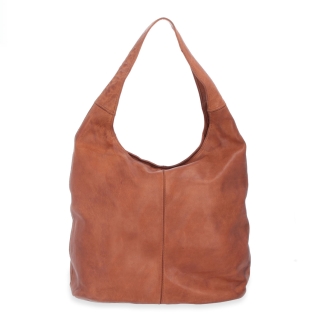 Veľká prešívaná kožená shopper kabelka Noelia Bolger materiál kože zapínanie na zips farba koňaková veľkosť veľká NB 2077 KO Spredu