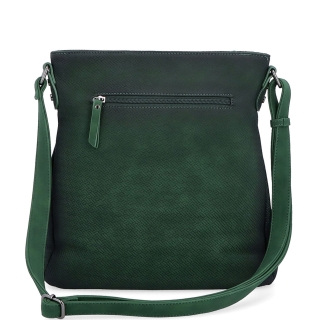 Stredná jednoduchá crossbody kabelka Indee materiál syntetická koža zapínanie na zips farba zelená veľkosť stredná 6317 TZE Zozadu