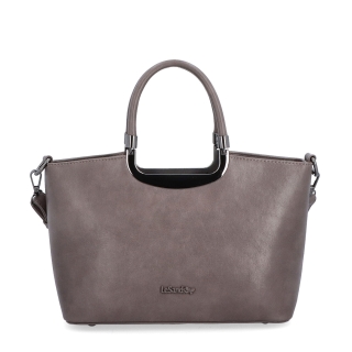 Elegantná kabelka do ruky s popruhom Le Sands materiál syntetická koža zapínanie na zips farba taupe veľkosť stredná 7713 T Spredu