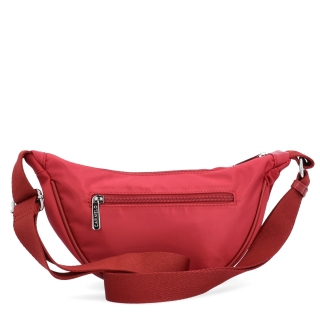 Malá nylonová kabelka typu moonbag Carmelo materiál nylon zapínanie na zips farba červená veľkosť malá 6609 CV Zozadu