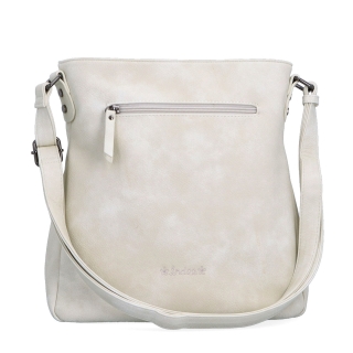 Priestranná crossbody kabelka s motívom Indee materiál syntetická koža zapínanie na zips farba béžová veľkosť stredná 6327 K Zozadu