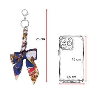 Prívesok na kabelku s mašľou a karabínkou Indee materiál textil farba multicolor D015